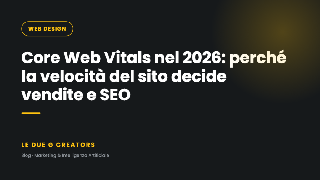 Core Web Vitals nel 2026: perché la velocità del sito decide vendite e SEO